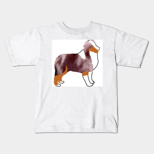 miniature american shepherd red merle silhouette Kids T-Shirt